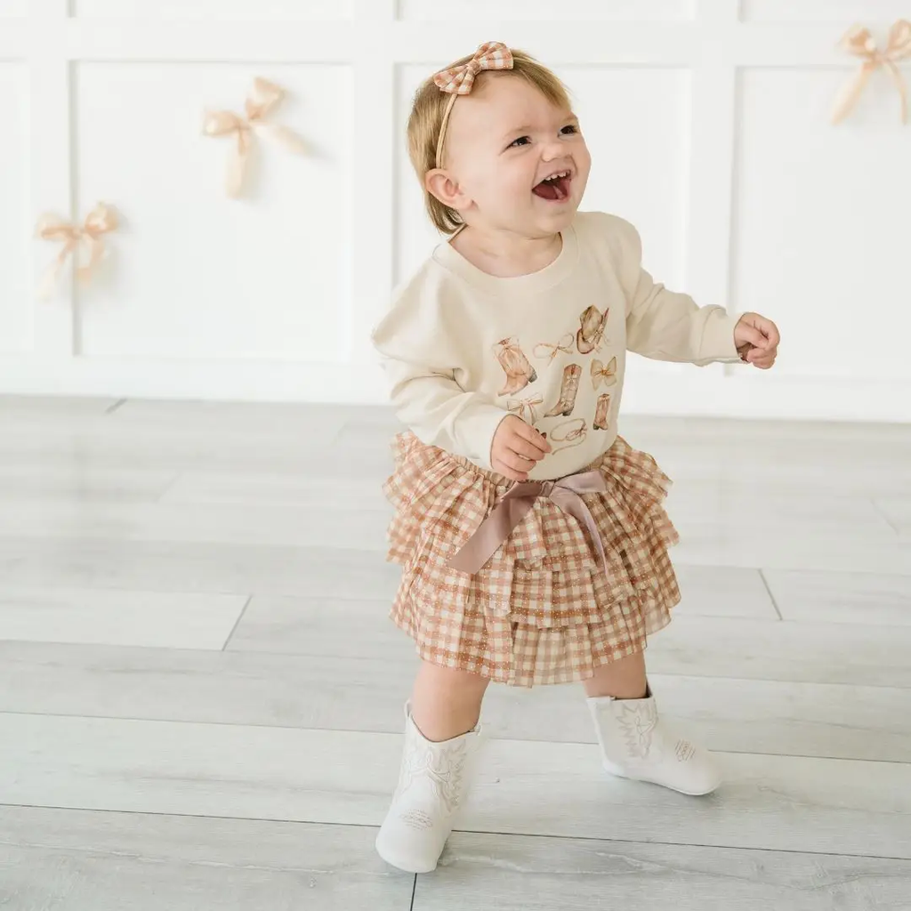 Gingham Printed Tulle Tiered Tutu