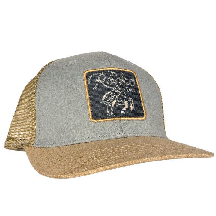 RODEO TIME BRONC PATCH GREY & TAN MESHBACK