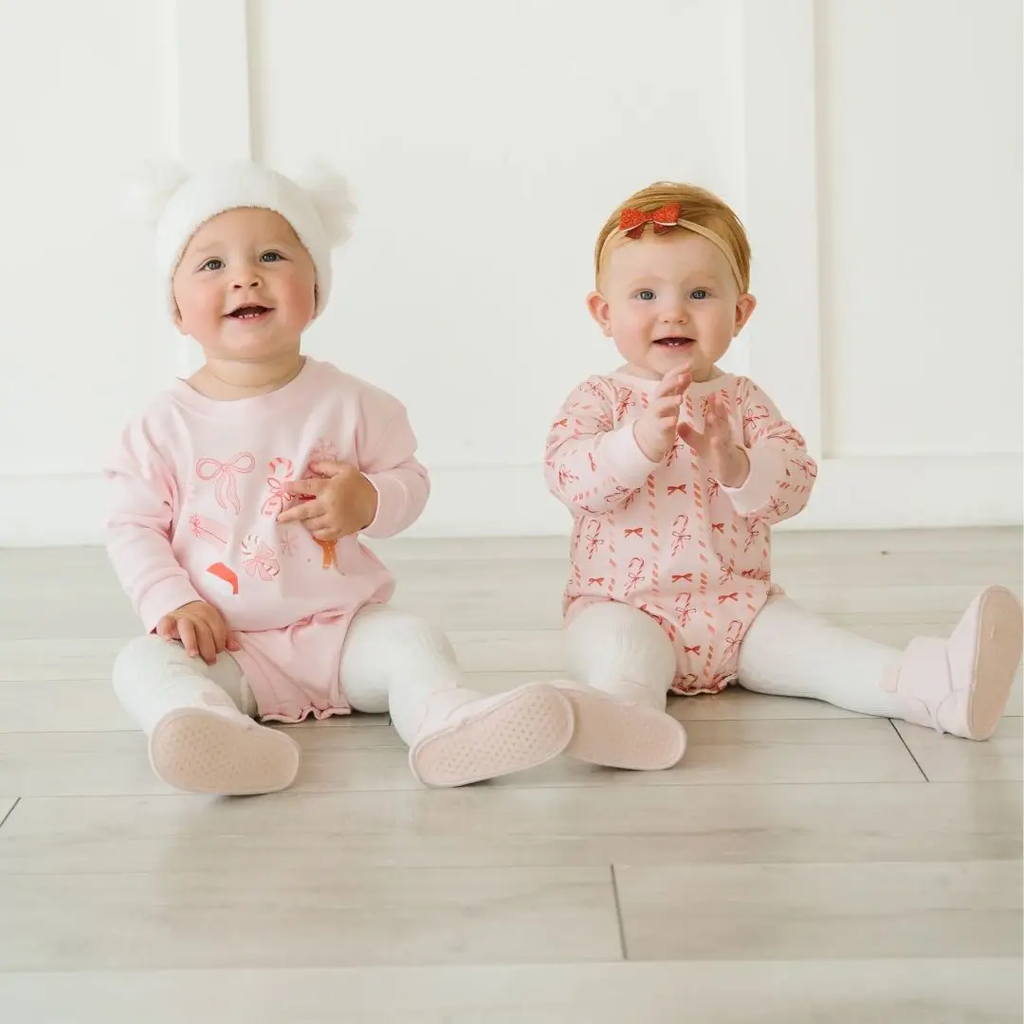 Candy Cane Lane Christmas Long Sleeve Romper - Baby Clothing
