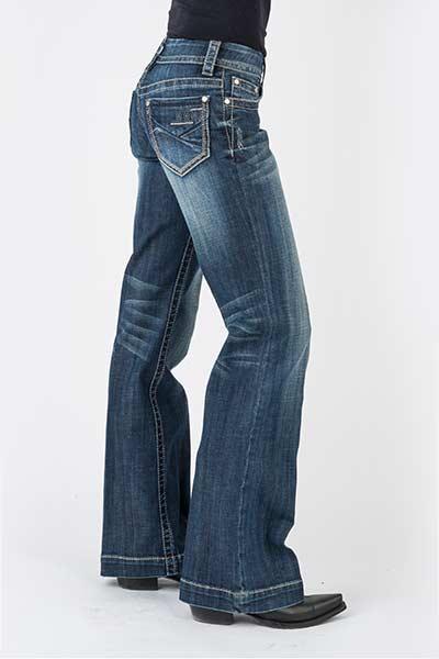 WOMENS JEAN 214 FIT TROUSER STYLE PIECED BACK PKT W/DECO STITCH EMB 11-054-0214-0320 BU