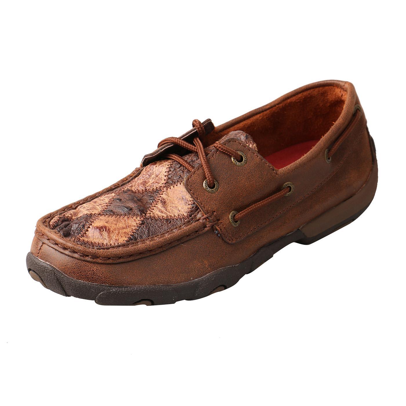 Women's Boat Shoe Driving Moc - Oiled Saddle Ostrich/Bomber Ostrich/Brown - WDM0056