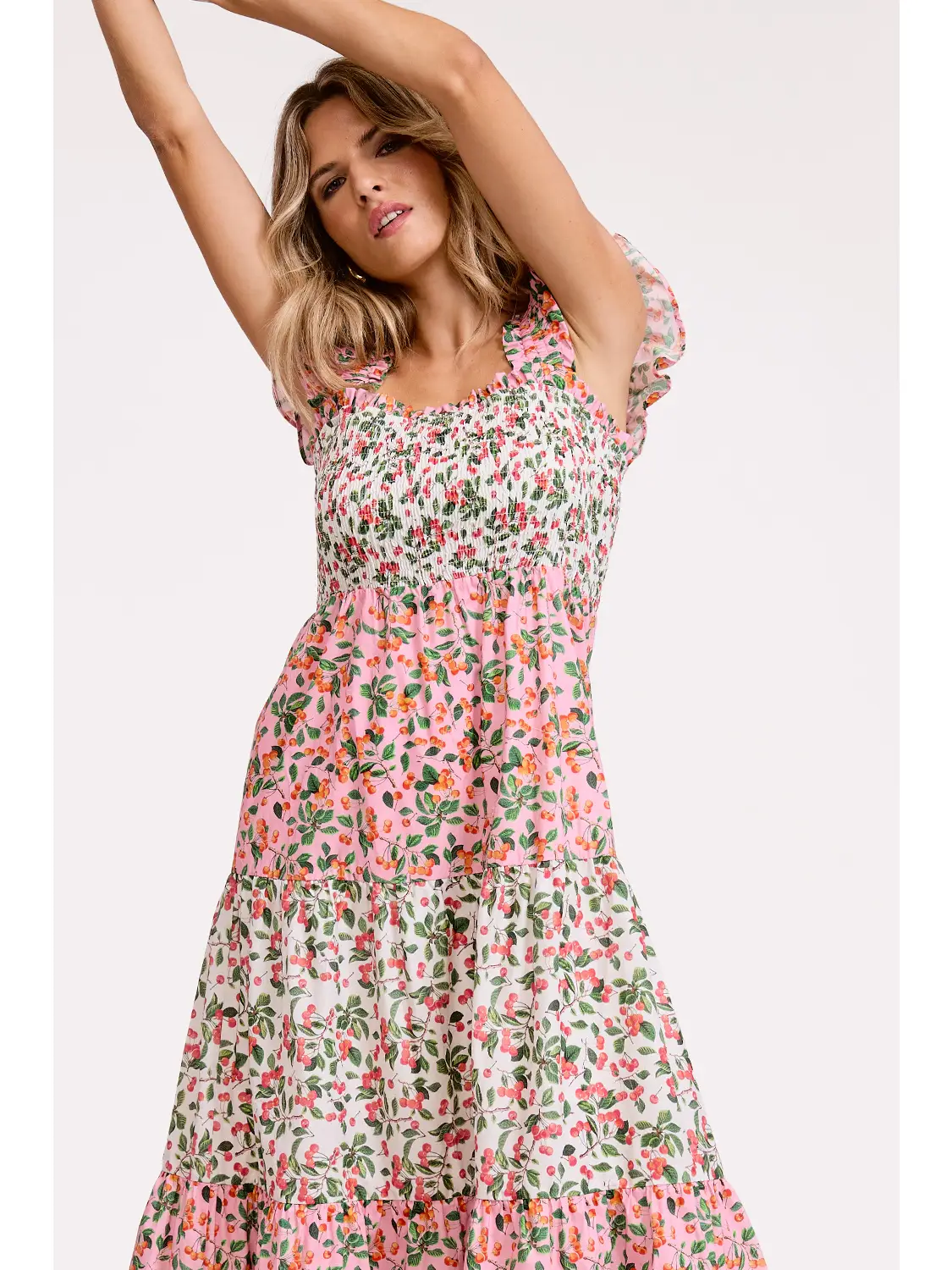 Wild Cherry Smocked Maxi Dress