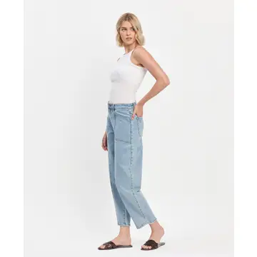 Super High Rise Panel Detail Barrel Jeans - DEXTEROUSLY