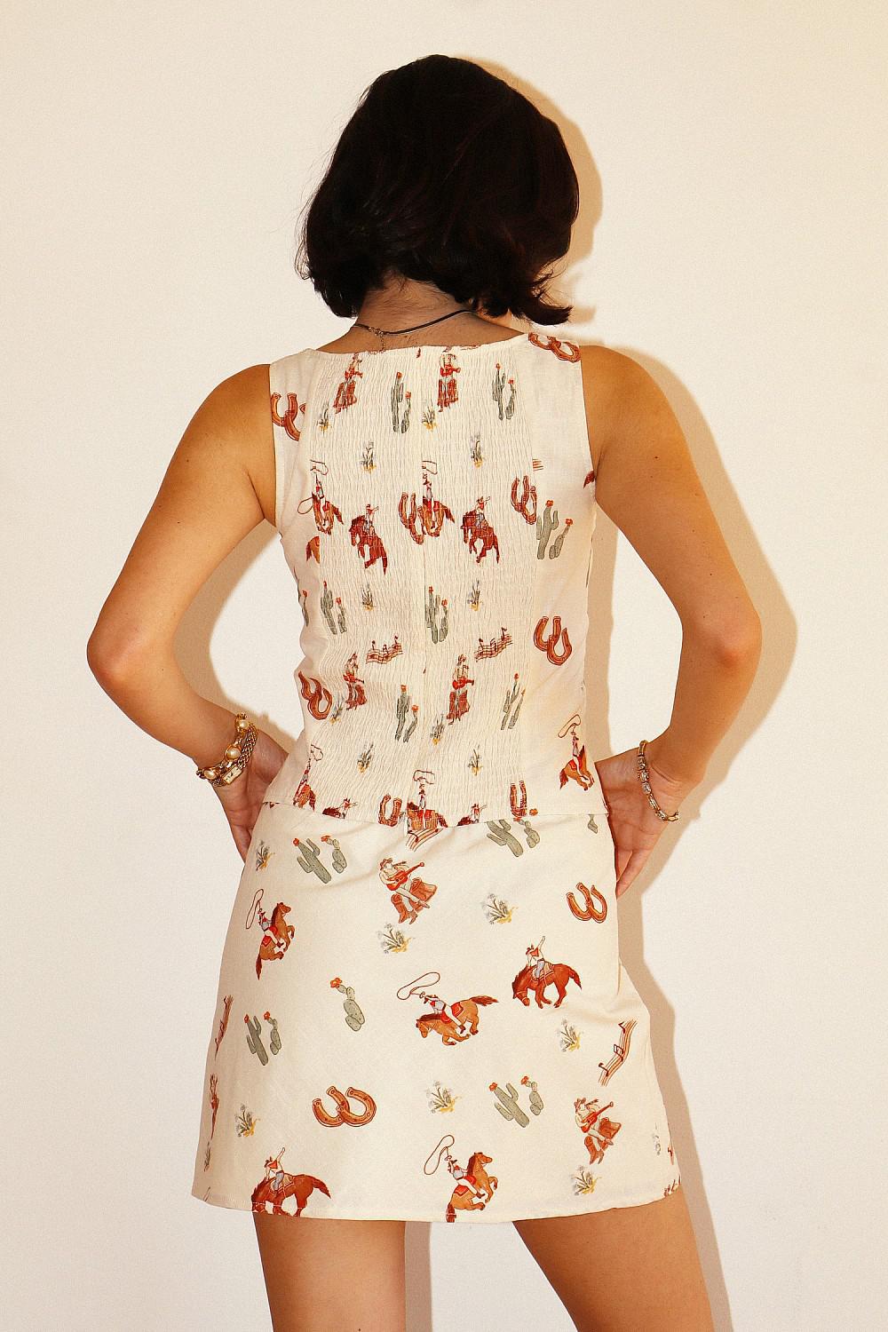WESTERN PRINT BUSTIER TOP