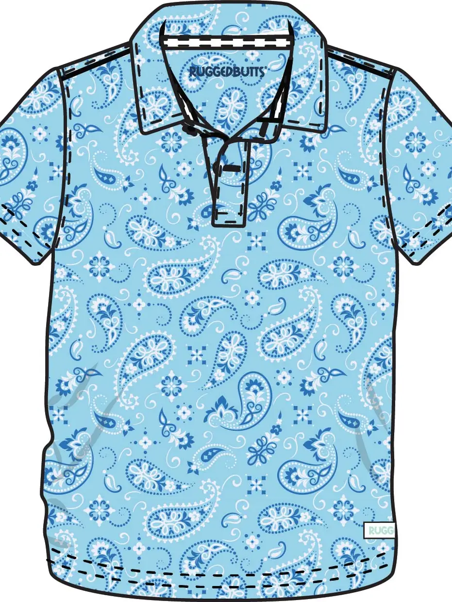 Boys Blue Western Bandana Knit Short Sleeve Performance Polo