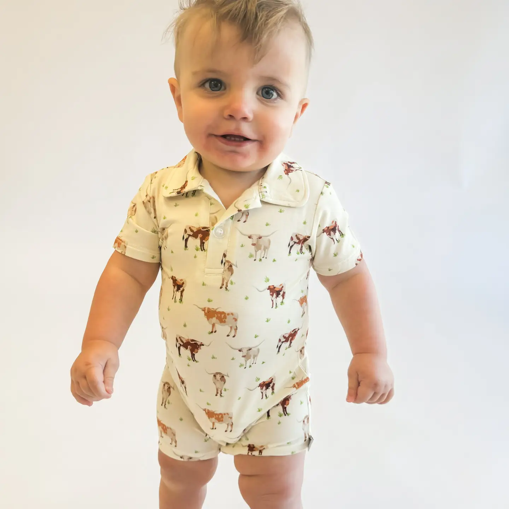 Longhorns Short Sleeve Polo Romper
