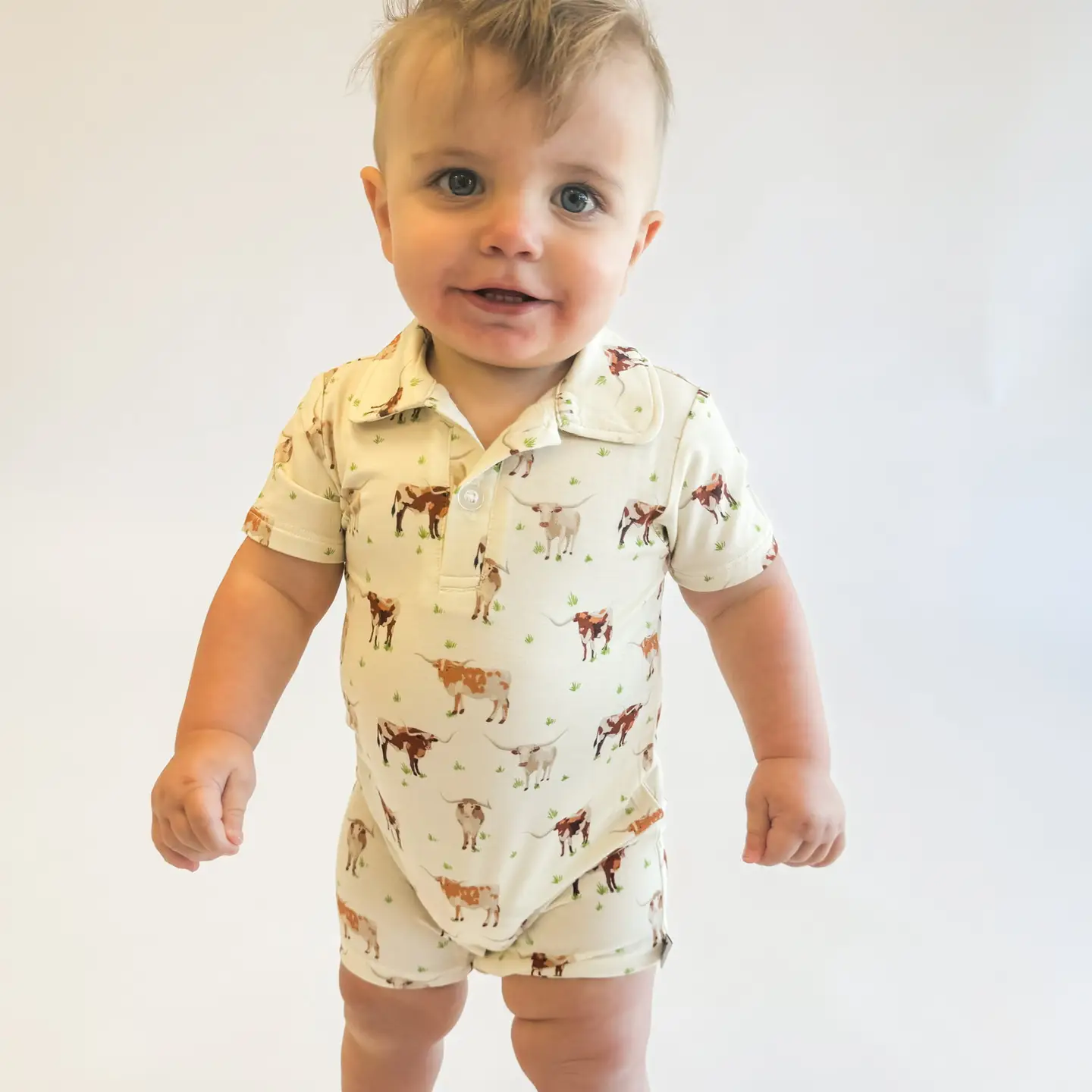 Longhorns Short Sleeve Polo Romper