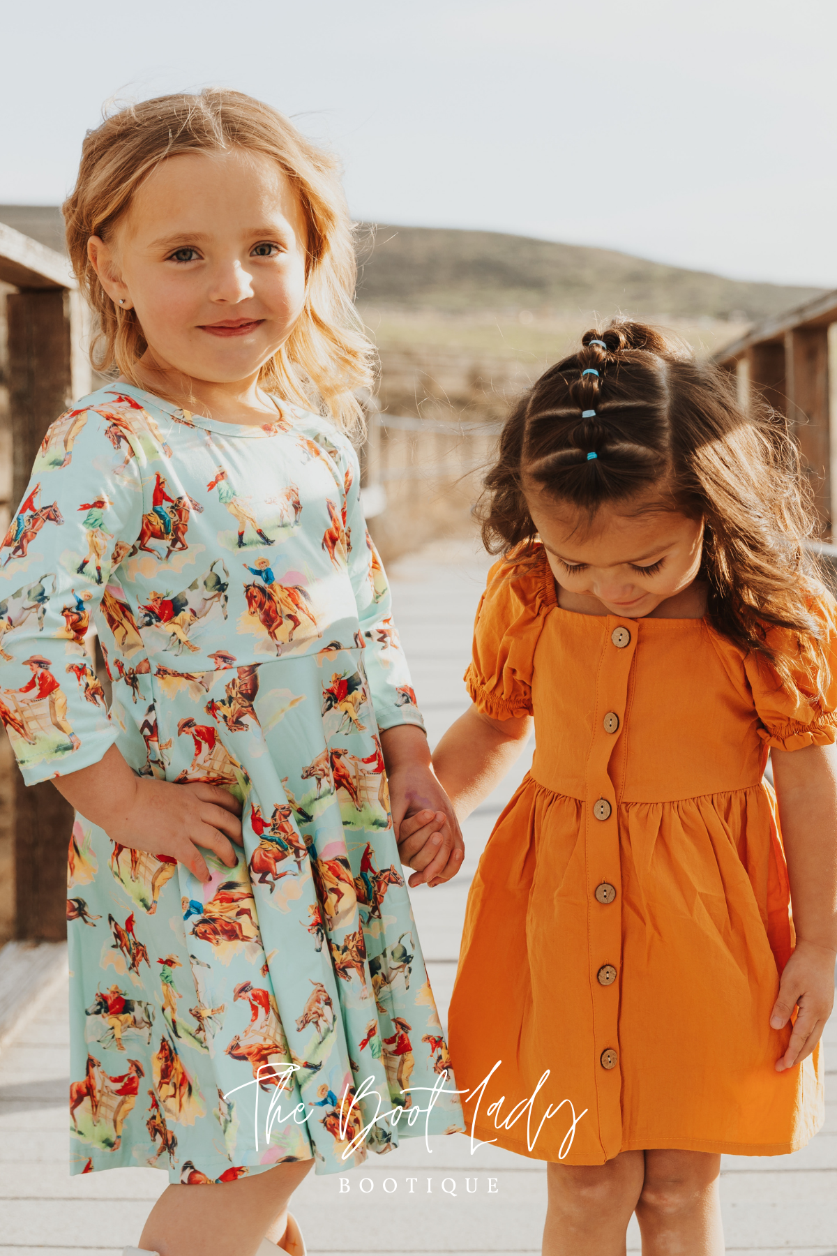 MUSTARD BUTTON PUFF SLEEVE GIRL DRESS