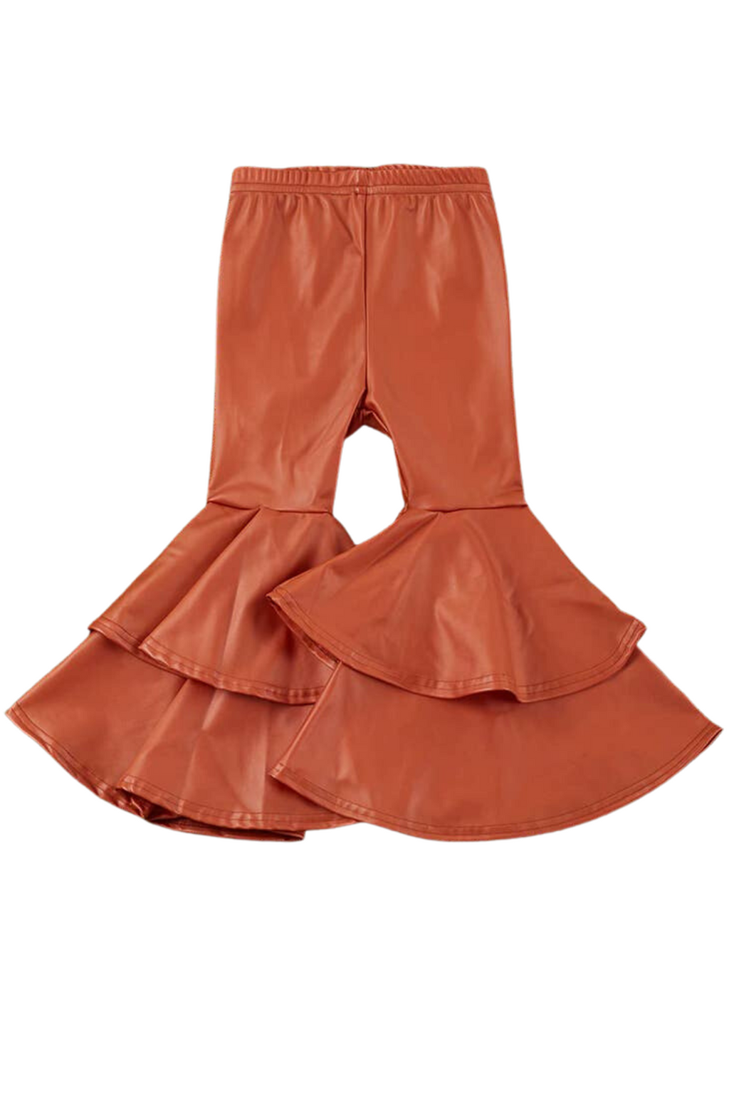 LEATHER DOUBLE LAYER BELL BOTTOMS - RUST