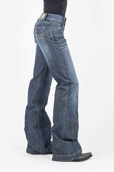 WOMENS JEAN ELLA TROUSER FIT ARROW EMBROIDERED BACK POCKET DEC OWS 10-054-0460-0016 BU