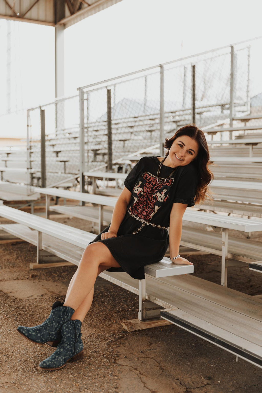 COWGIRLS ARE GODS WILDEST ANGELS GRAPHIC DRESS - MINERAL BLACK