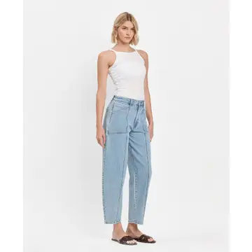 Super High Rise Panel Detail Barrel Jeans - DEXTEROUSLY