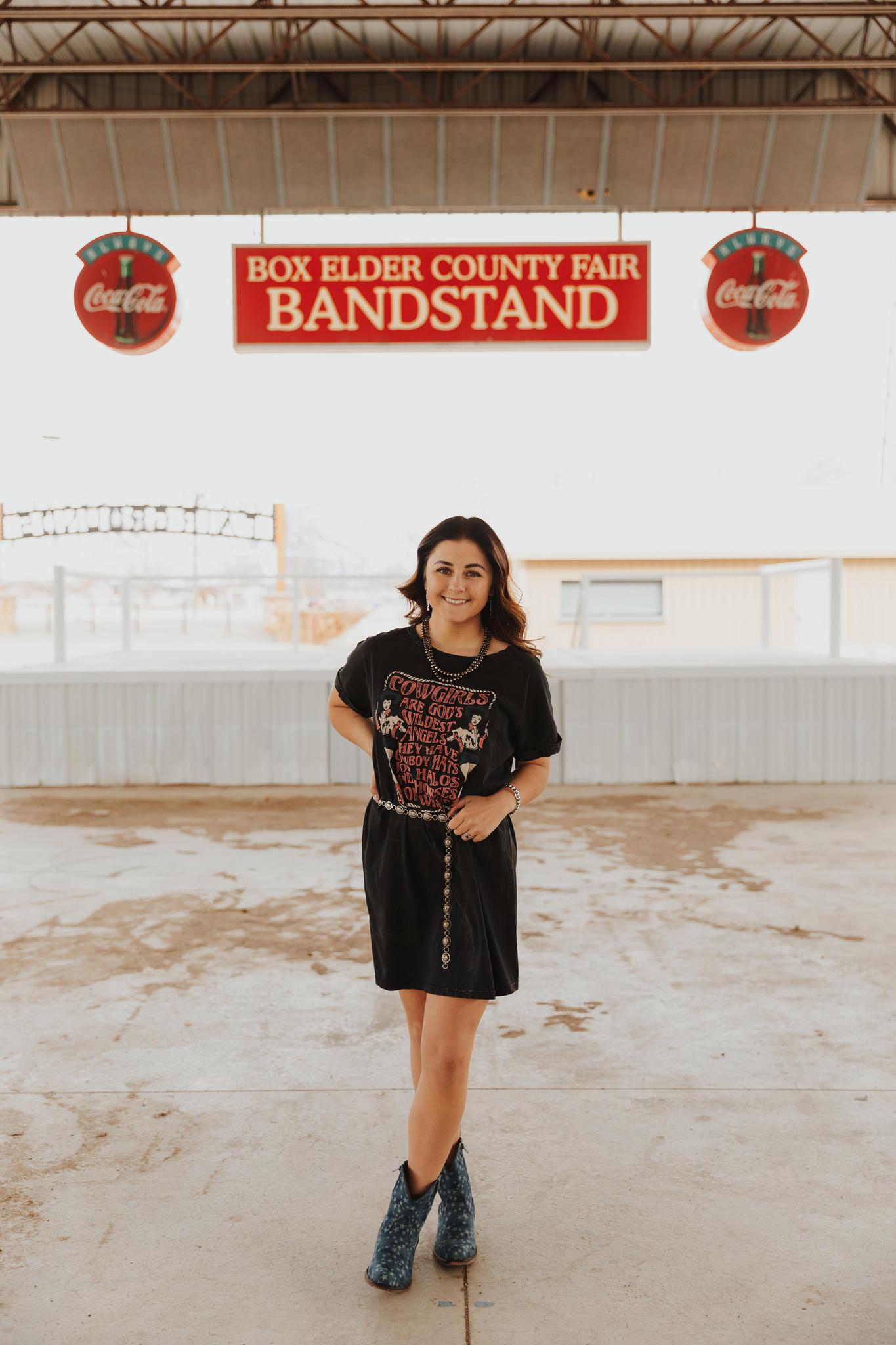 COWGIRLS ARE GODS WILDEST ANGELS GRAPHIC DRESS - MINERAL BLACK