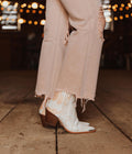 ELEANOR BLOCK HEEL CHELSEA BOOTIES - COW WHITE CAMEL