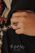 ADJUSTABLE TRIANGLE BLACK ONYX STACKER RING
