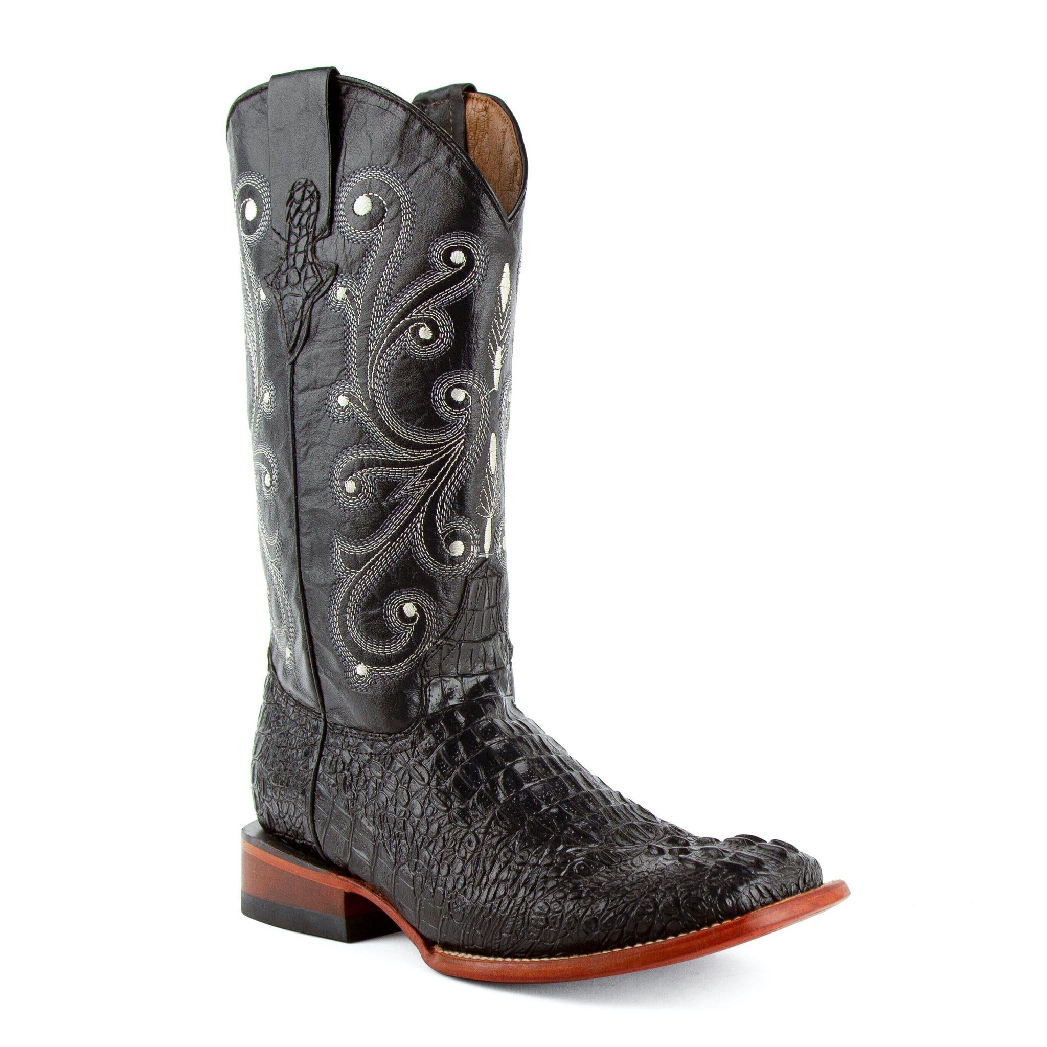 Men's Print Caiman Croc Stampede S-Toe Black