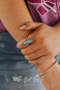 LONG OVAL ADJUSTABLE TURQUOISE RING