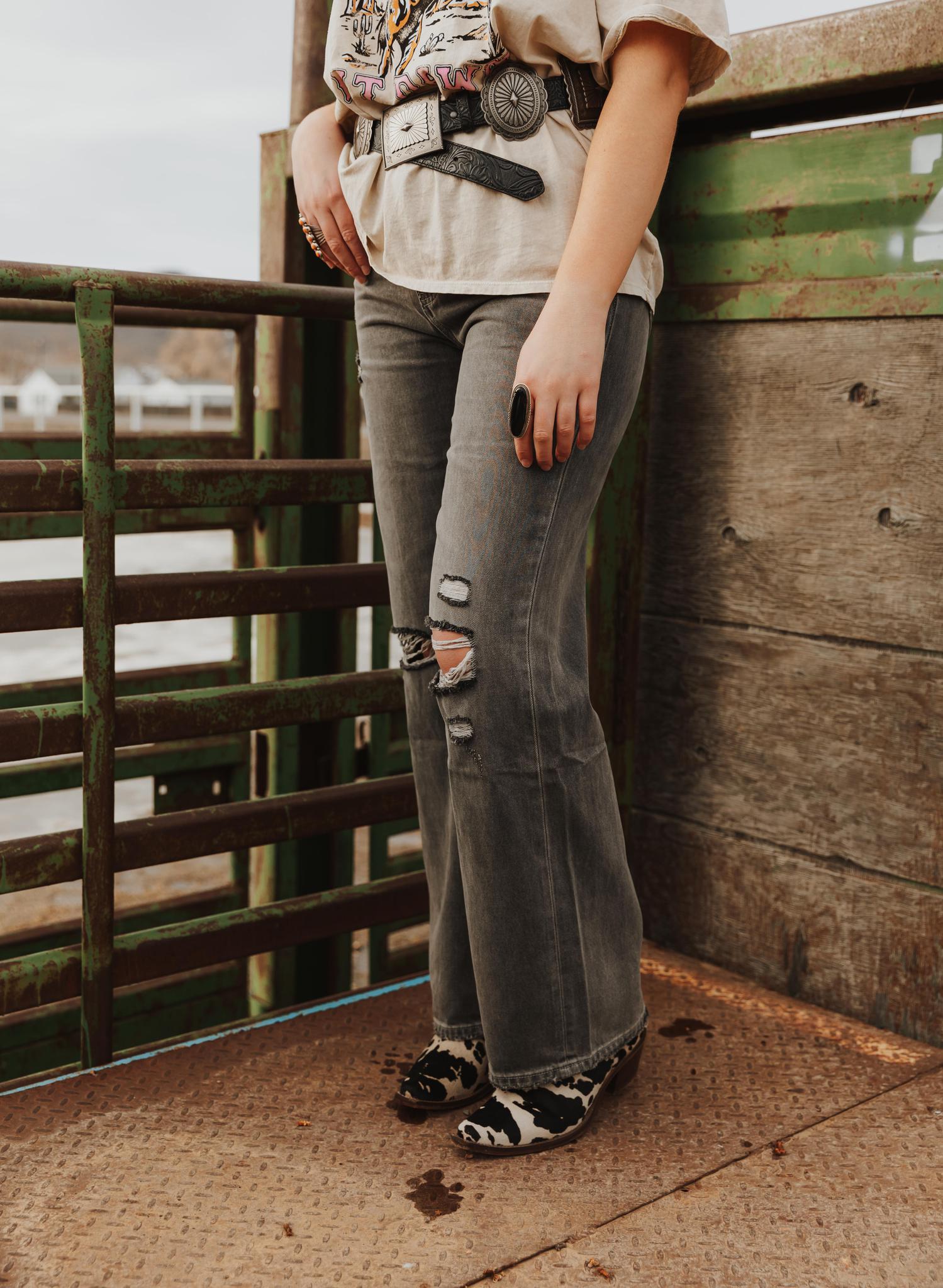 90'S VINTAGE FLARE JEANS | GRANITE