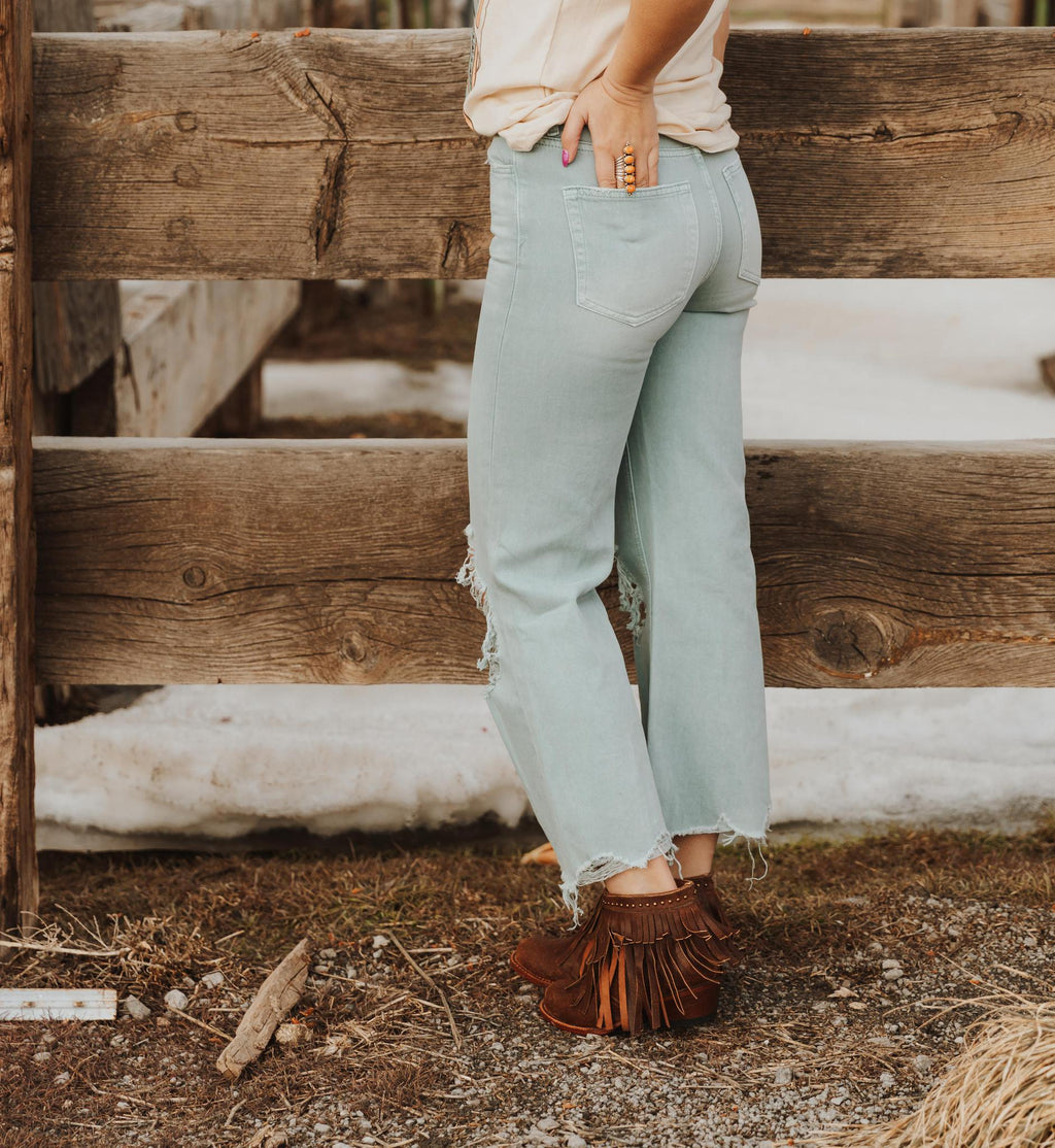 90S VINTAGE CROP FLARE - CLOUD BLUE