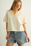 Short Sleeve Linen Knitted Top - Oatmeal