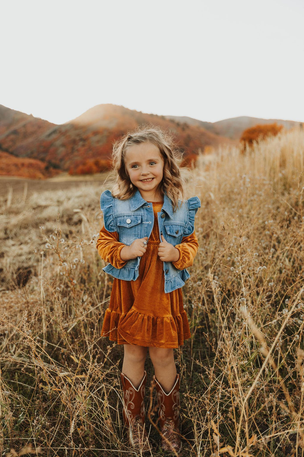 DENIM RUFFLE GIRL VEST
