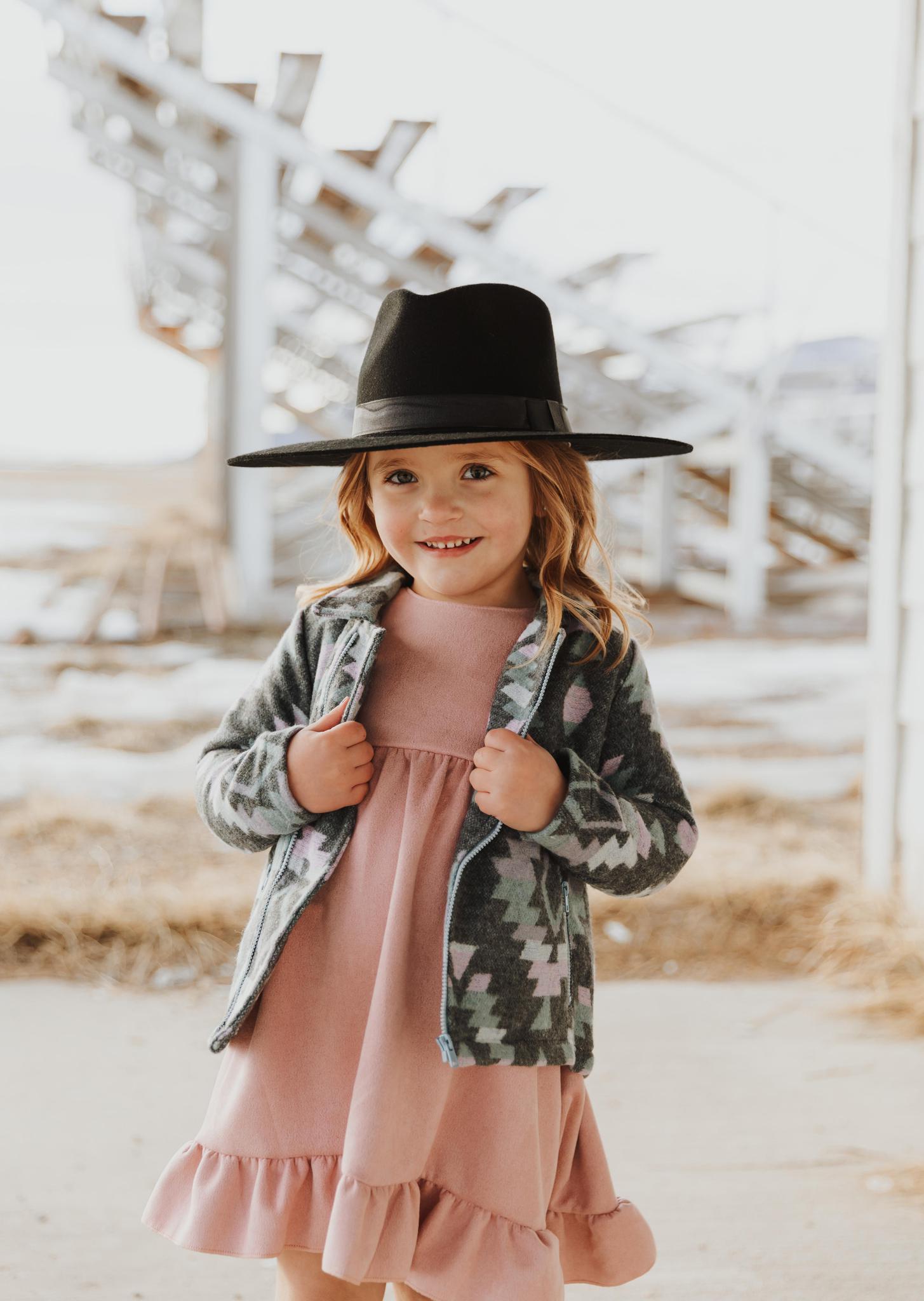 GIRLS PINK SUEDE RUFFLE GIRLS DRESS
