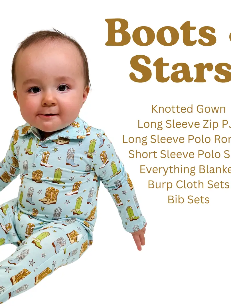 Cowboy Boots & Stars - Convertible Zip Pjs w/ Ruffles