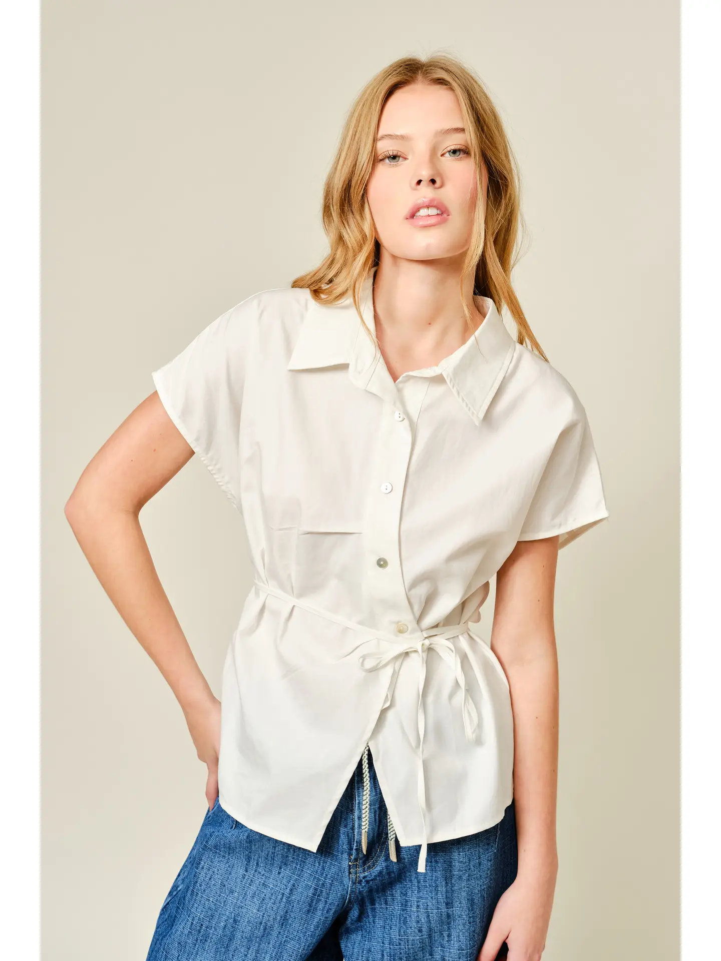 Belted Detail Cotton Shirts