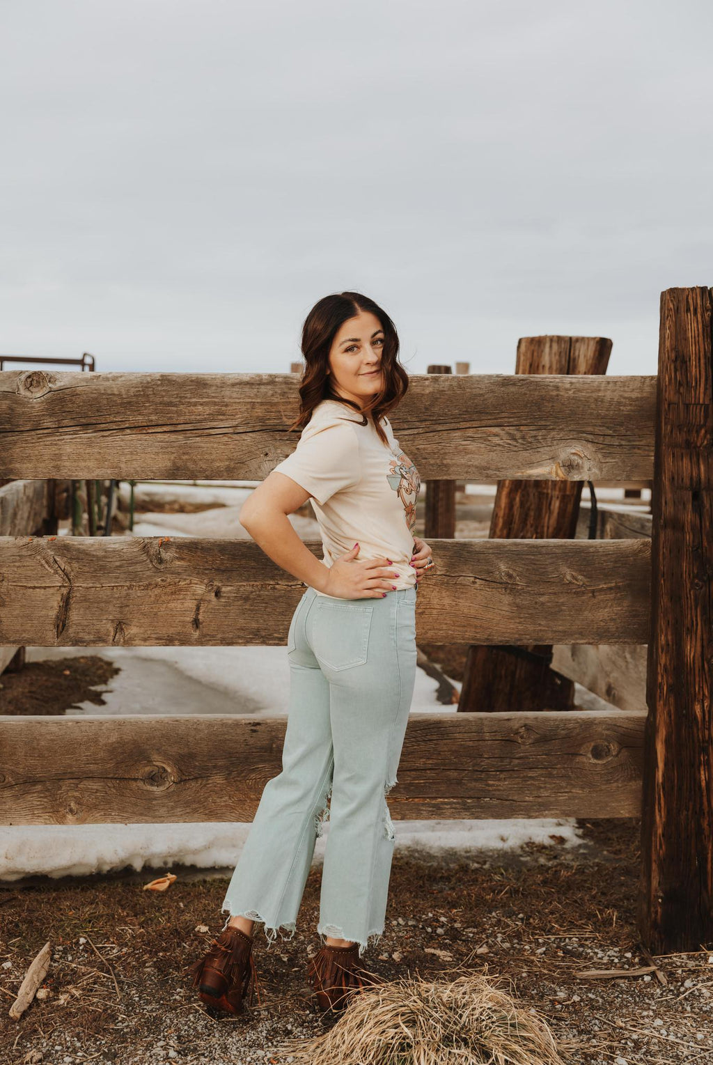 90S VINTAGE CROP FLARE - CLOUD BLUE