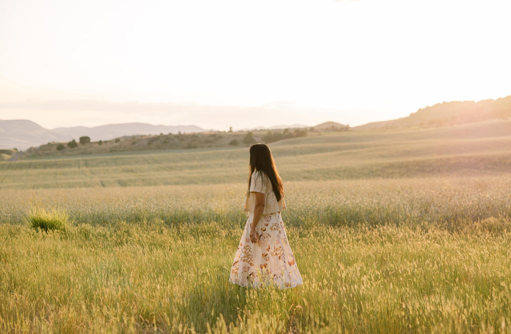 Western Print Dress - Cream