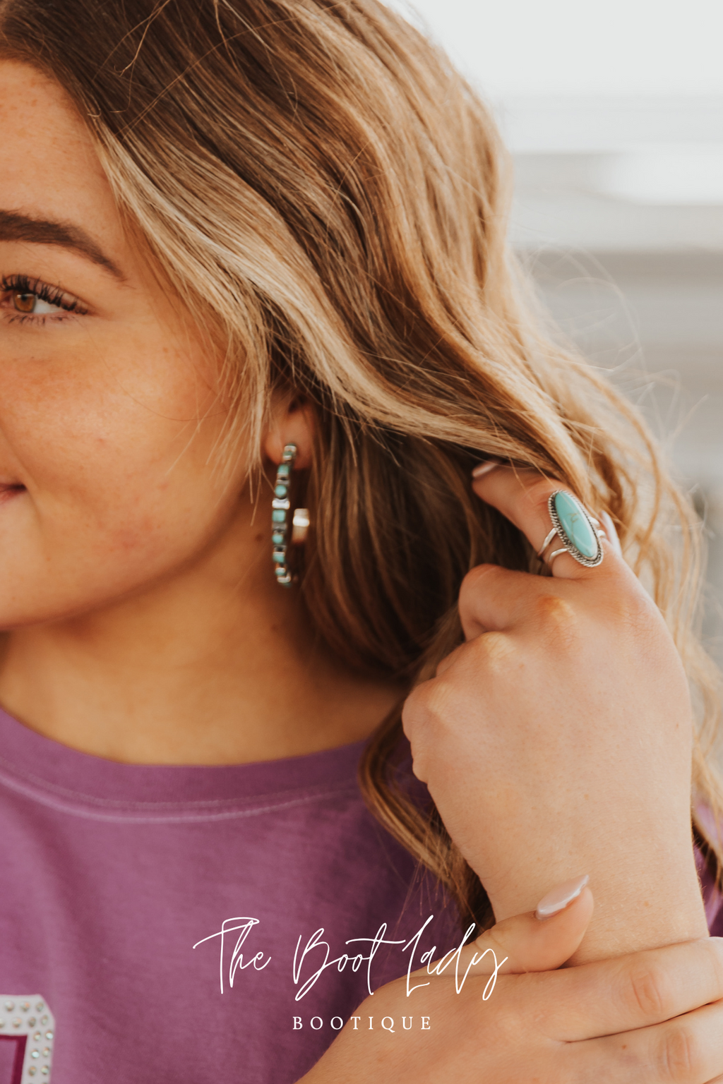 2" TURQUOISE DOT/SQUARE HOOP