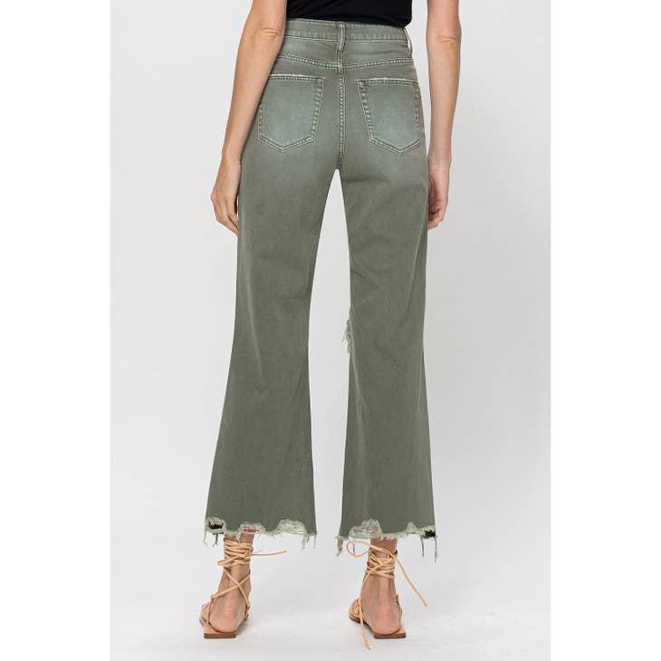 90S VINTAGE CROP FLARE - ARMY GREEN