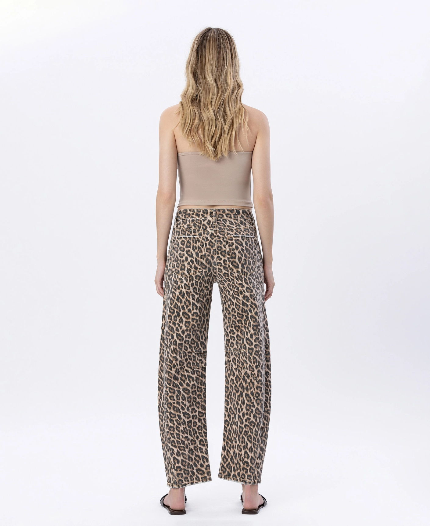 High Rise Leopard Print Barrel Jeans - LEOPARD