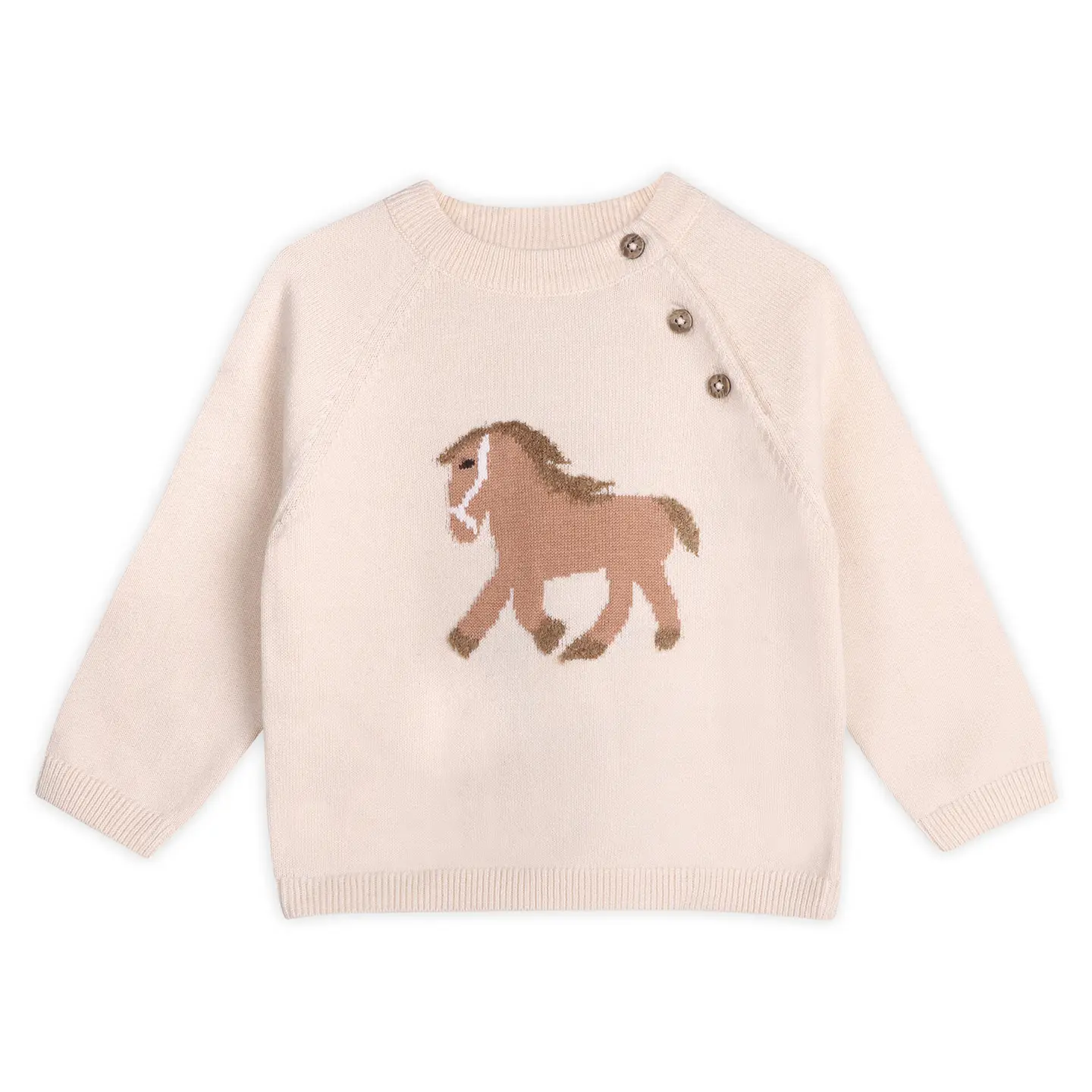 Horse Jacquard Sweater Knit Baby Pullover