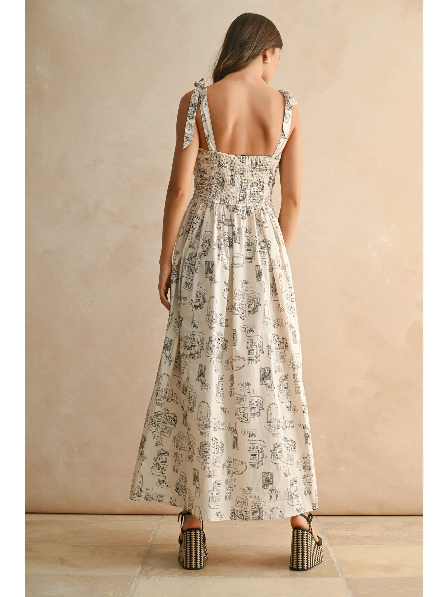 Town Print Long Dress