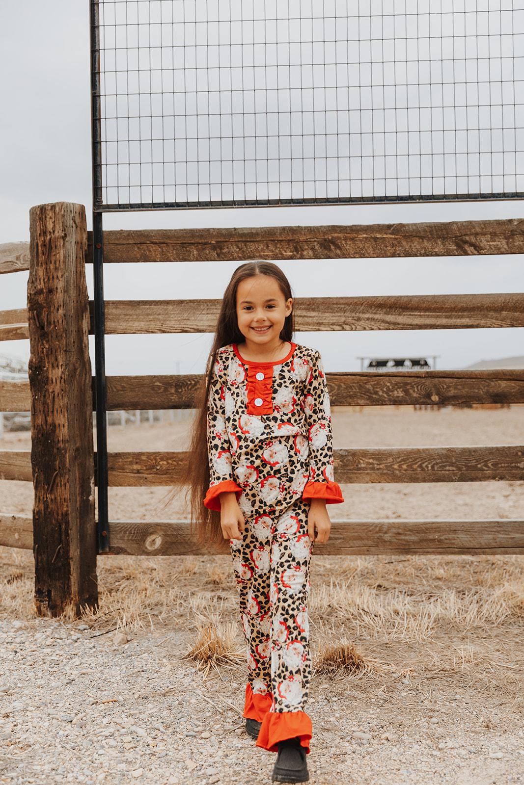 LEOPARD SANTA CHRISTMAS PAJAMA SET