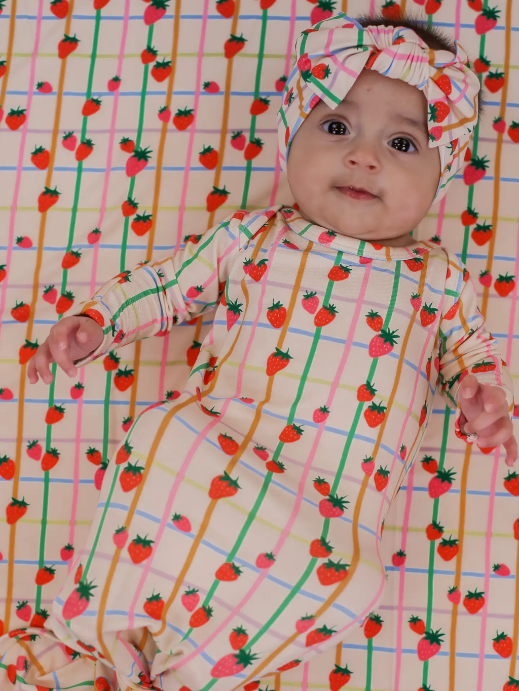 Knotted Infant Gown - Berry Patch