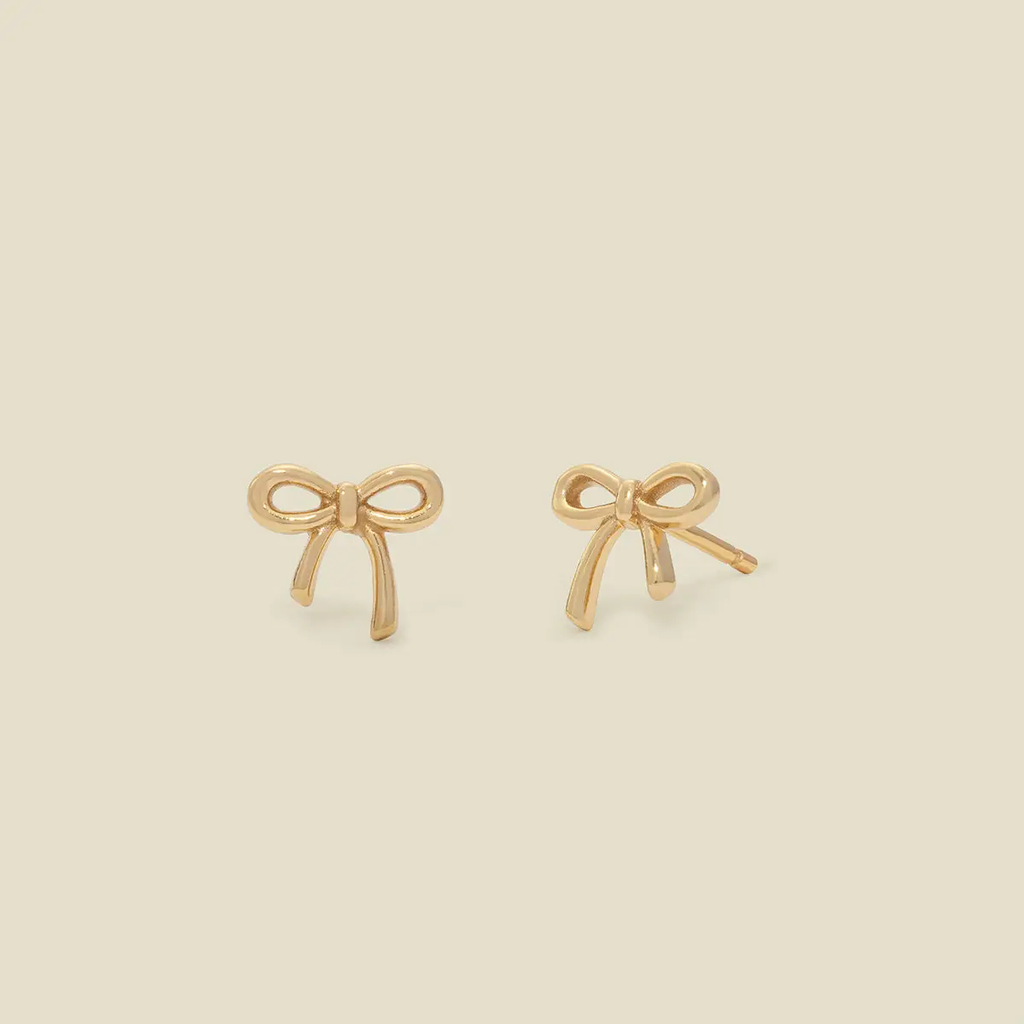 Made By Mary Bow Stud Earrings - Gold