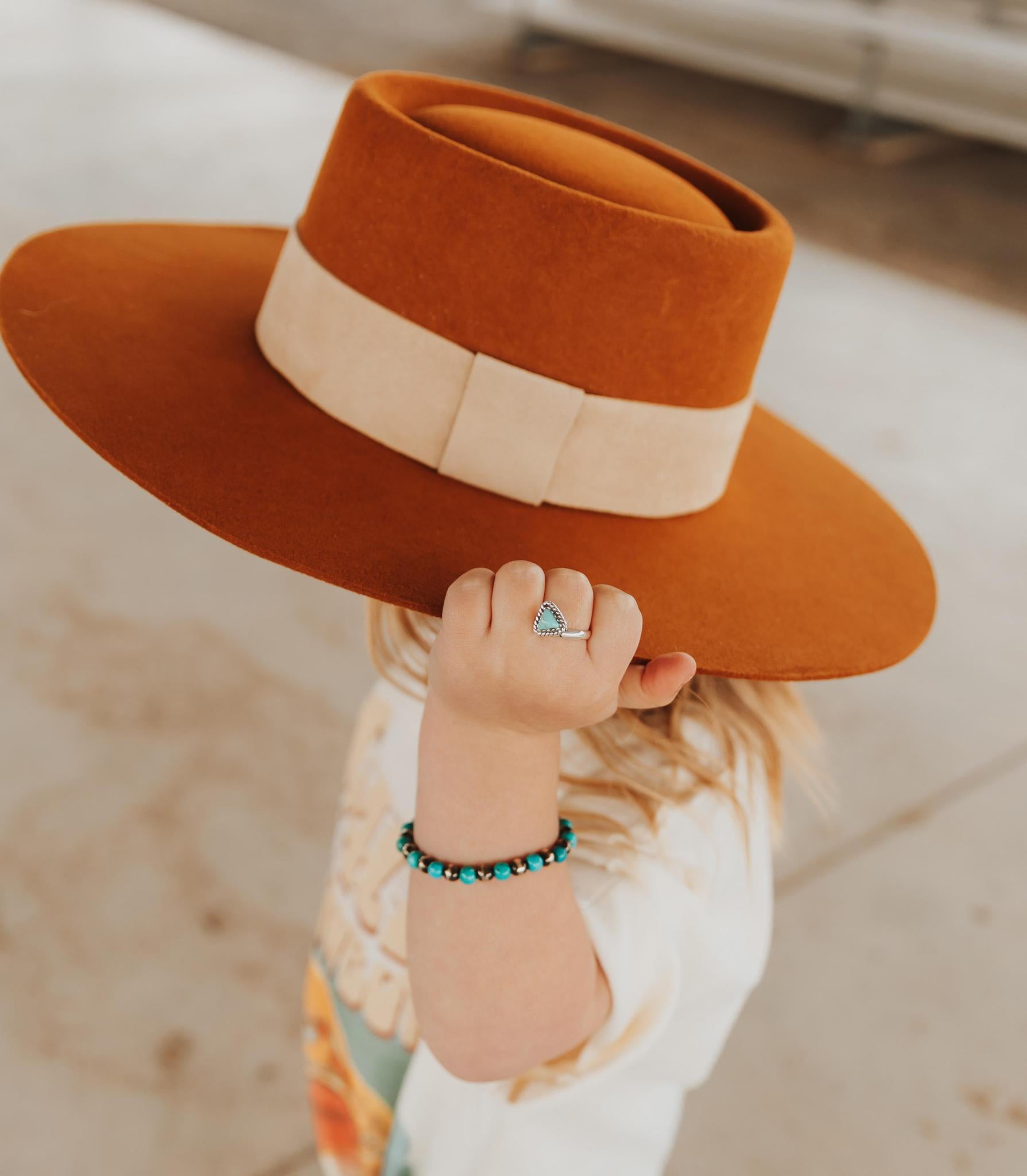 DALLAS RUST GAMBLER FELT HAT WITH LEATHER BAND