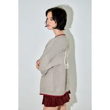 Cowboy Printing Writting Cardigan - H. GREY
