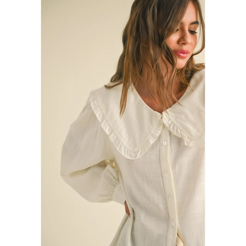 Peter Pan Collar Buttondown 1 Line Blouse