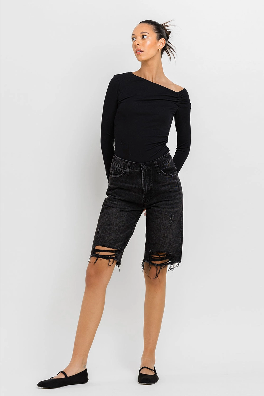 SUPER HIGH RISE BERMUDA RELAXED SHORTS | TAMMIE