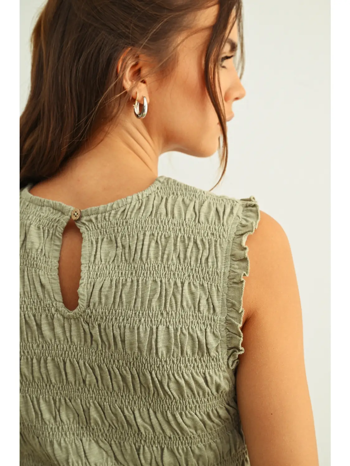 Sleeveless with All Over Smocking Top - SAGE