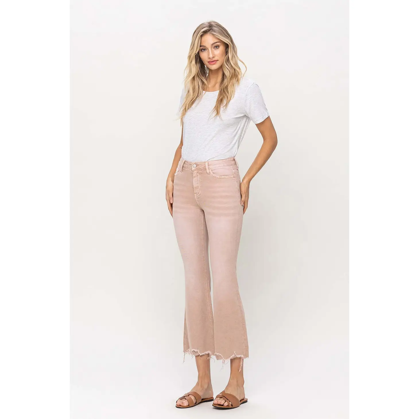 VINTAGE HIGH RISE CROP FLARE - CORAL