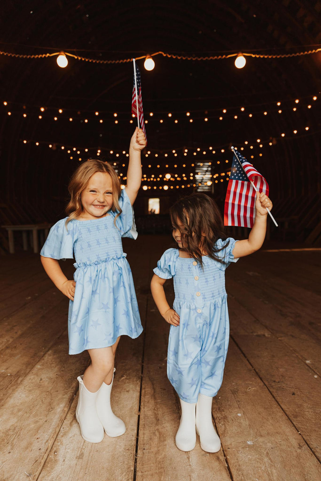 BLUE STAR SMOCKED GIRL JUMPSUIT