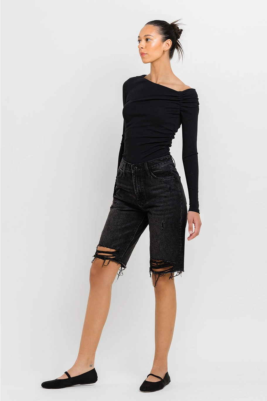 SUPER HIGH RISE BERMUDA RELAXED SHORTS | TAMMIE
