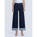 High Rise Dark Wash Cuffed Ankle Wide Leg Jeans - REVENUE