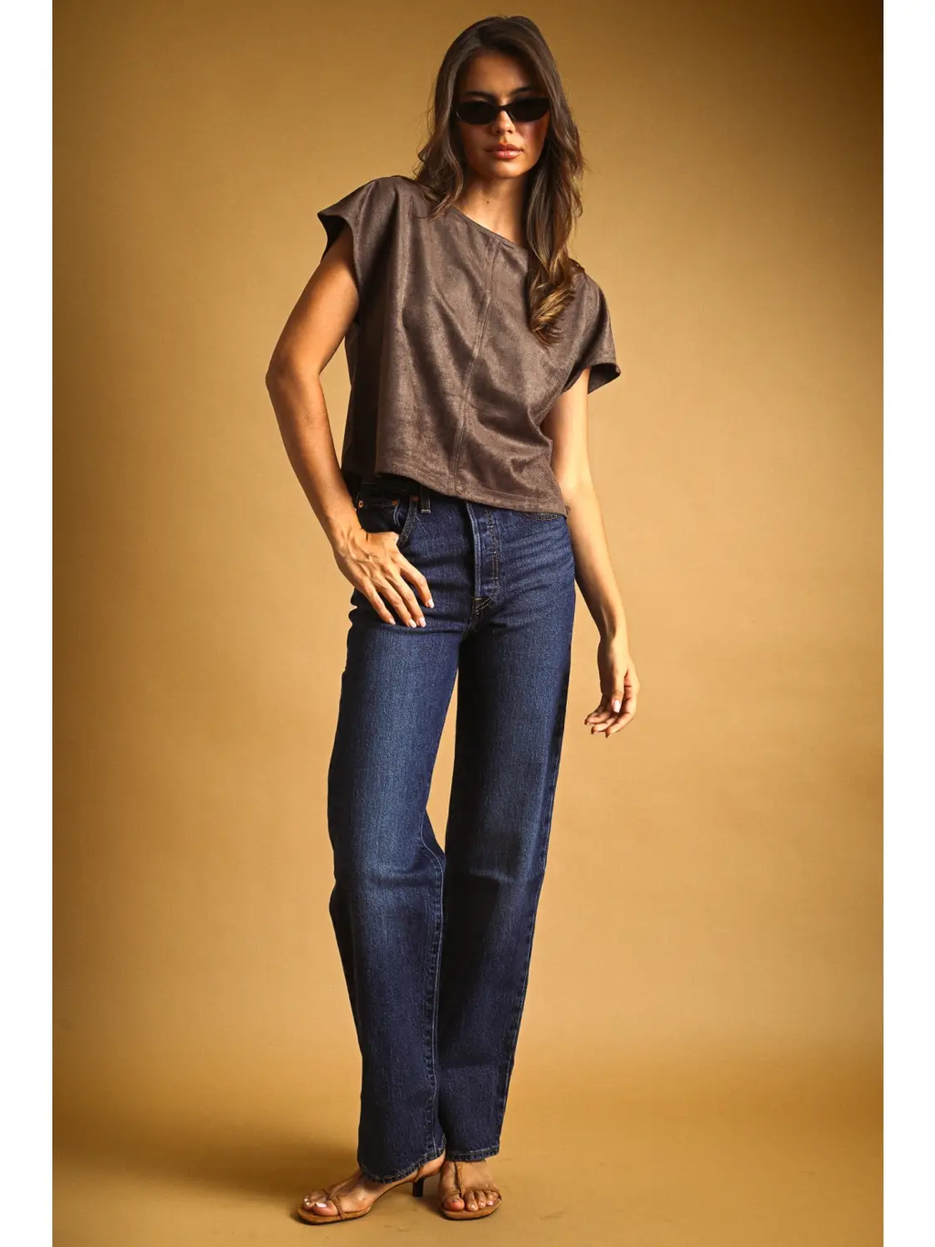 Suede Crop Top - RED BEAN