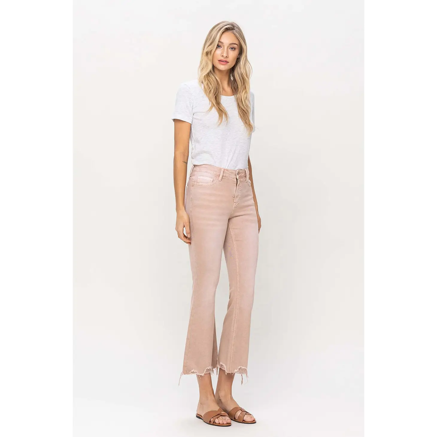 VINTAGE HIGH RISE CROP FLARE - CORAL
