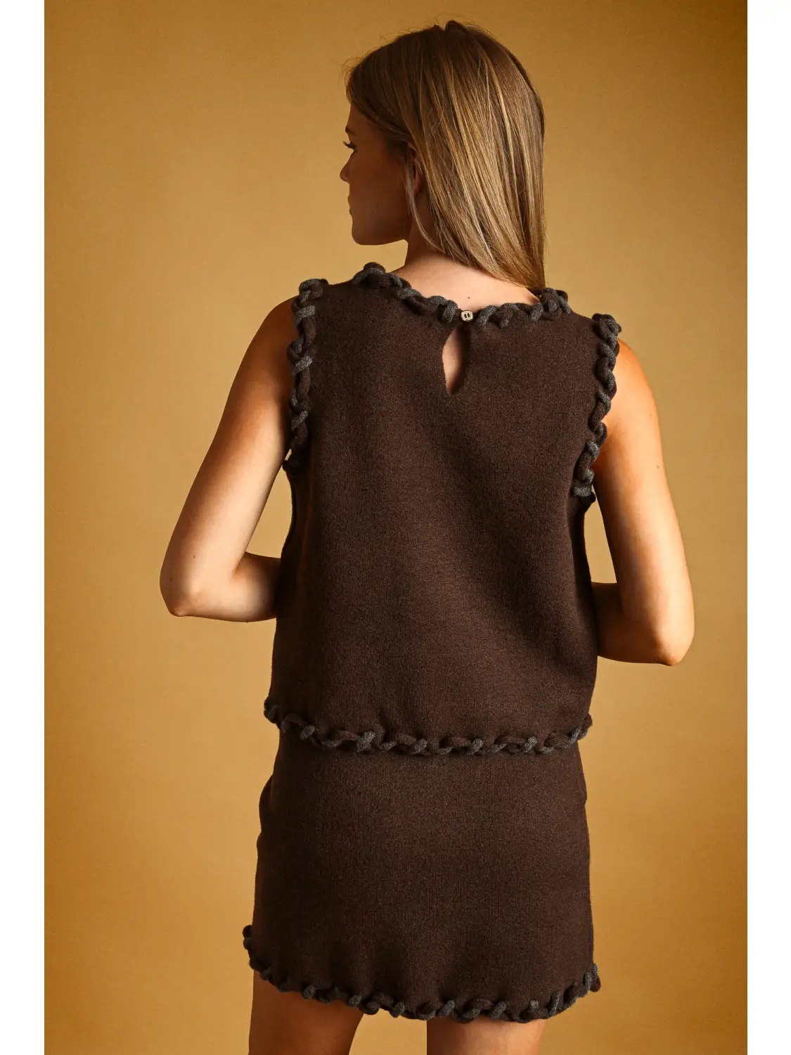 Braid Detailed Sleeveless Knit Top